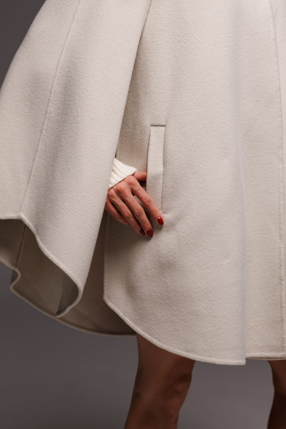 Bella Bicchi short wool poncho with mink fur and 25396 | Bella Bicchi