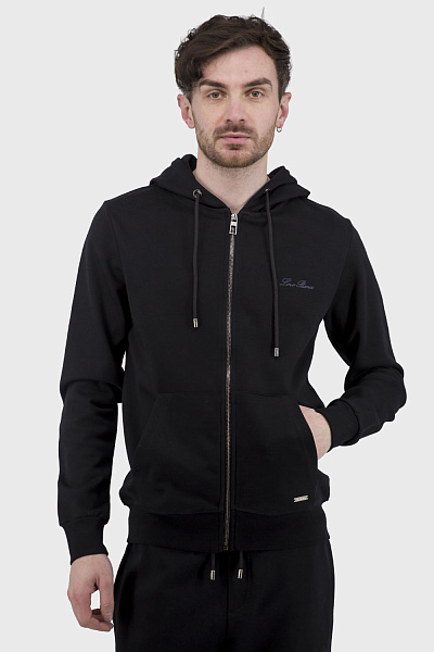 Hanorac sportiv pentru bărbați cu glugă și fermoar, negru Tommy Hilfiger (negru, 2XL)