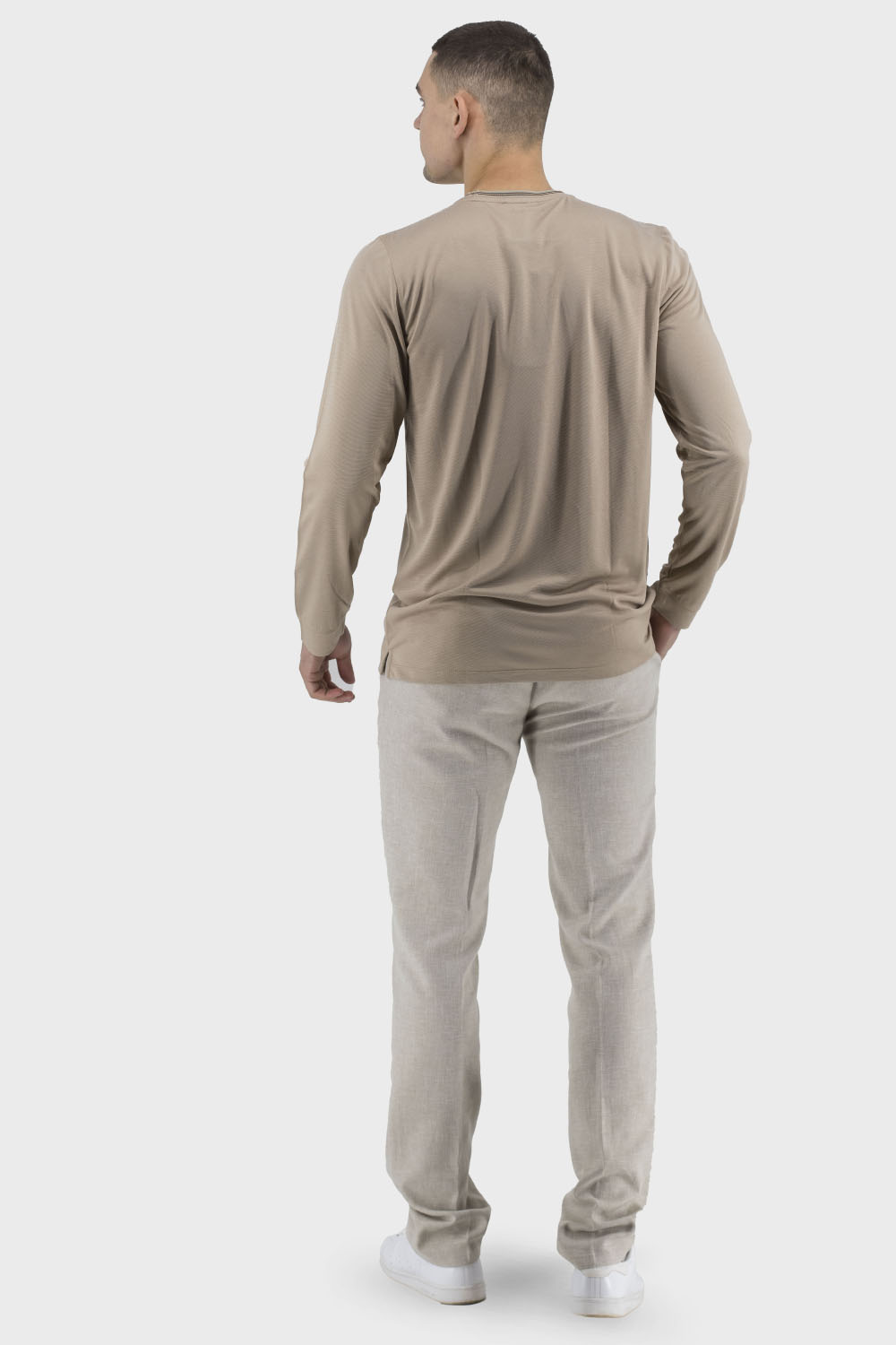 Bluză bărbătească cu mânecă lungă, unicolor, stil clasic Buke (bej, 2XL)
