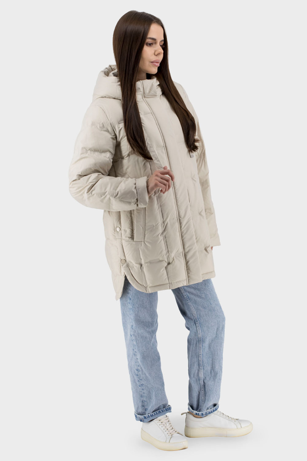 Geacă de toamnă casual pentru femei cu biopuf și glugă Snow Owl (lactic, 2XL)