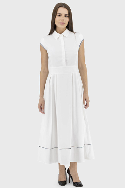 Rochie de damă elegantă, monocromatică, cu căptușeală din bumbac pentru vară Dedoce. (alb, 36)