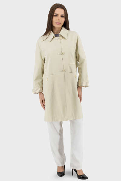 Trench casual de toamnă-primăvară pentru femei, cu manșete și curea Basic. (lactic, L)