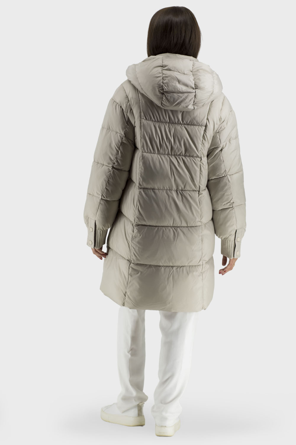 Geacă de damă din puf bio, stil casual cu glugă Snow Owl (bej, 2XL)