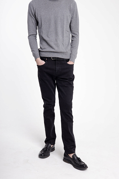 Blugi casual pentru bărbați cu buzunare, uni, gri închis/negru Avvenente. (negru, W31/L32)