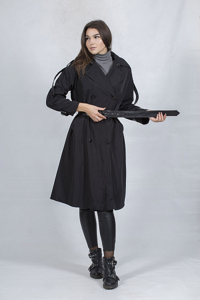 Trenci clasic feminin fără izolație, albastru sau negru Basic (negru, 42)