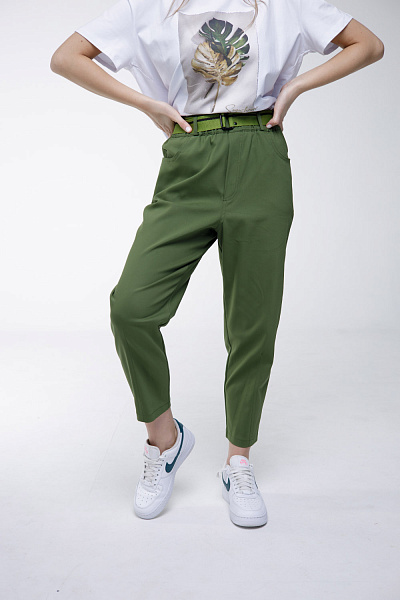 Pantaloni sport pentru femei, de vară, Verda, cu talie elastică și buzunare. (verde, 36)