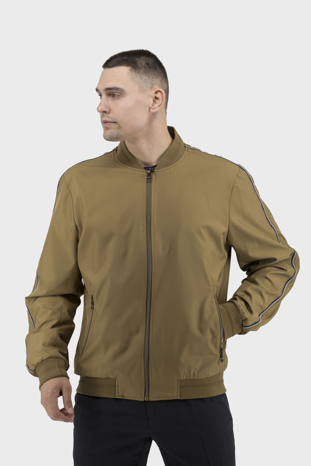 Bomber sportiv bărbătesc fără izolație, cu buzunare cu fermoar City Class (muştar, 50)