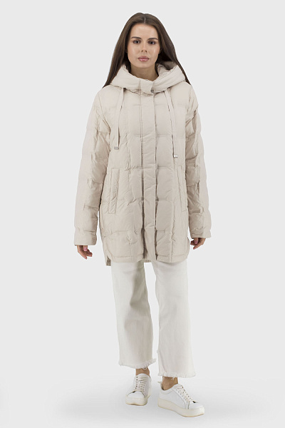 Geacă casual de damă cu glugă, sintepon, toamnă-primăvară Snow Owl (lactic, XL)