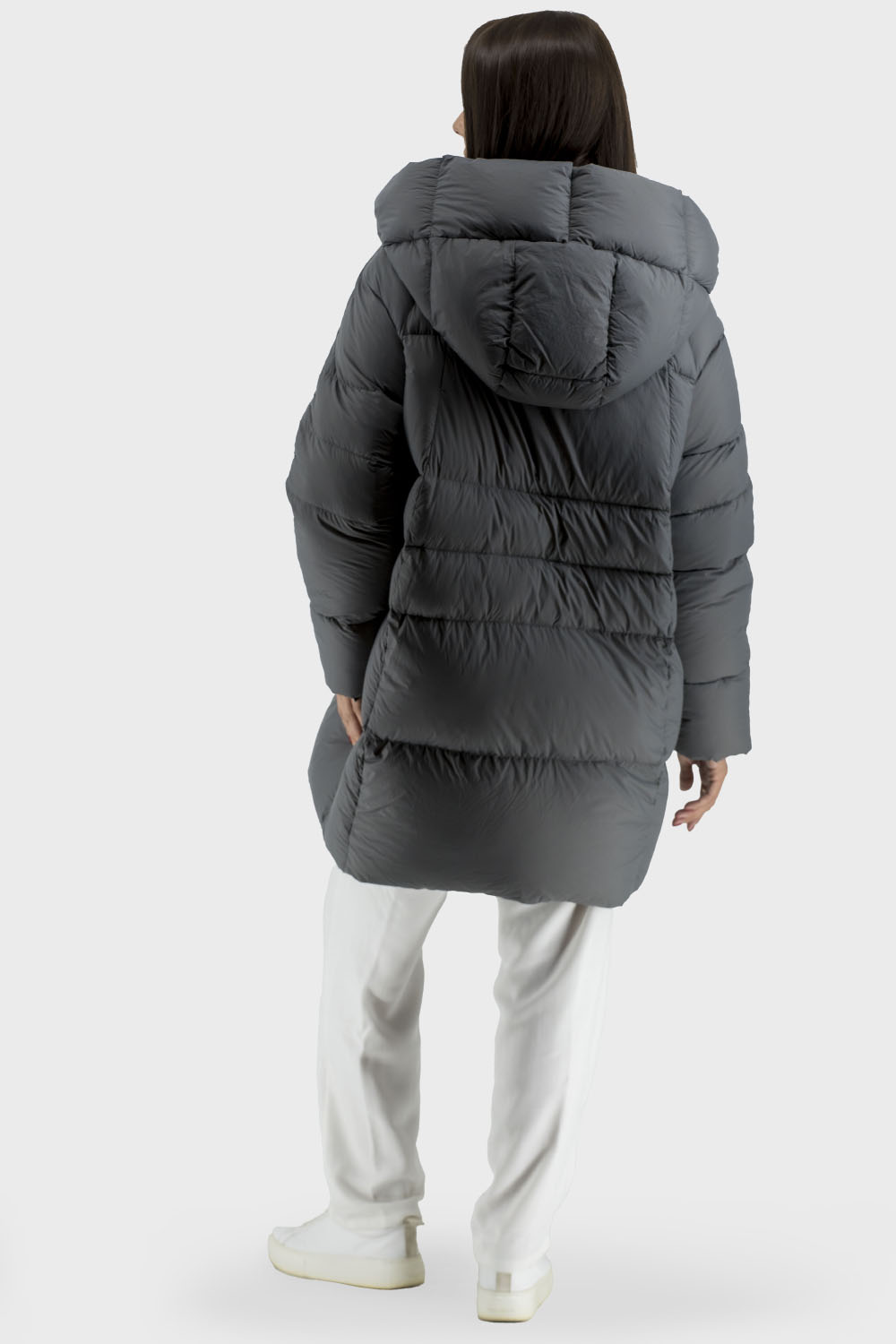 Geacă de iarnă casual cu puf de rață și glugă Basic (gri, 2XL)