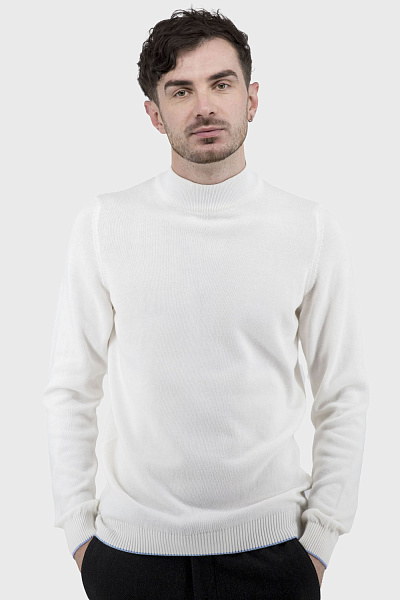 Bluză bărbătească uni cu guler rulat, mânecă lungă, stil clasic Buke (alb, 2XL)
