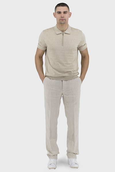 Tricou polo clasic pentru bărbați cu mânecă scurtă și fermoar Francolini (bej, L)
