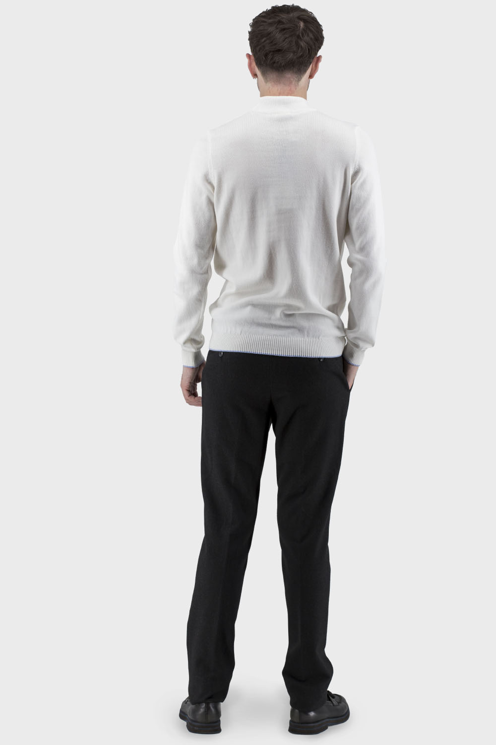Bluză bărbătească uni cu guler rulat, mânecă lungă, stil clasic Buke (alb, 2XL)